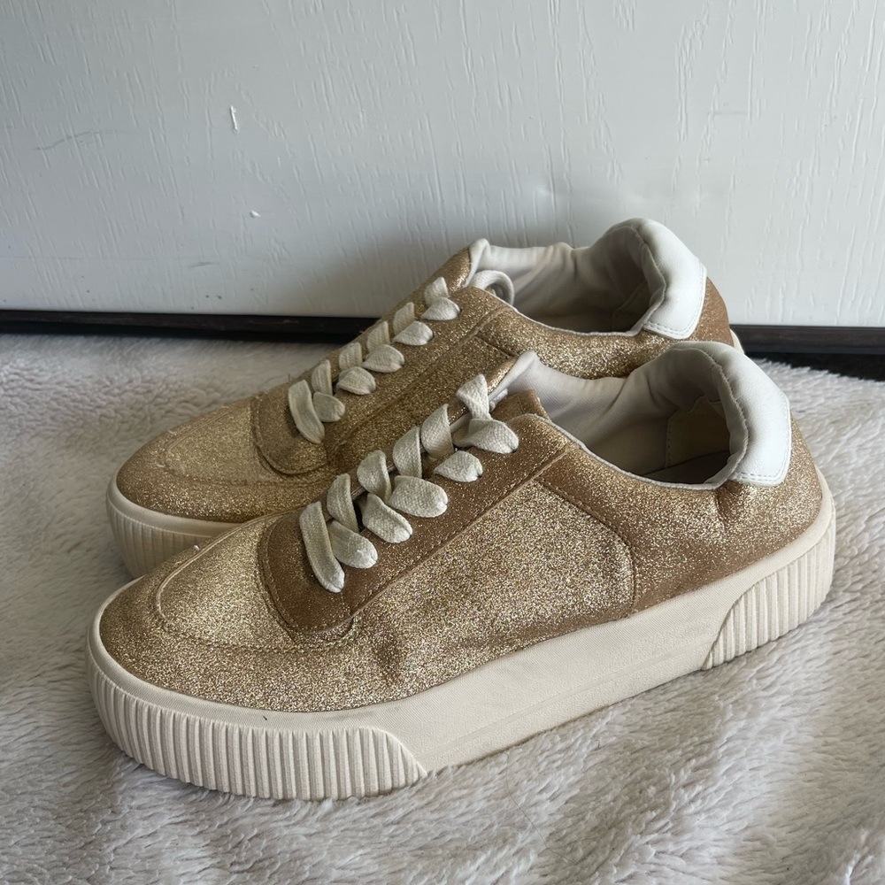 Mix No 6 rose gold glitter platform sneakers